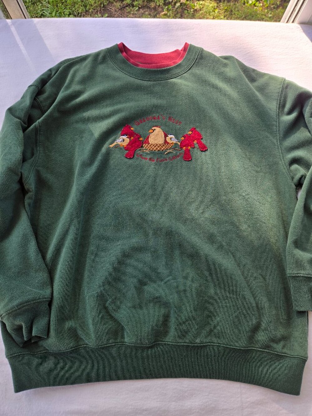 Vintage "Grandma's Nest Where the Flock Gathers" 1X LS Layered Look Sweatshirt